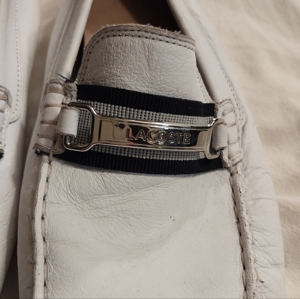 Lacoste White Loafers with Silver Accent